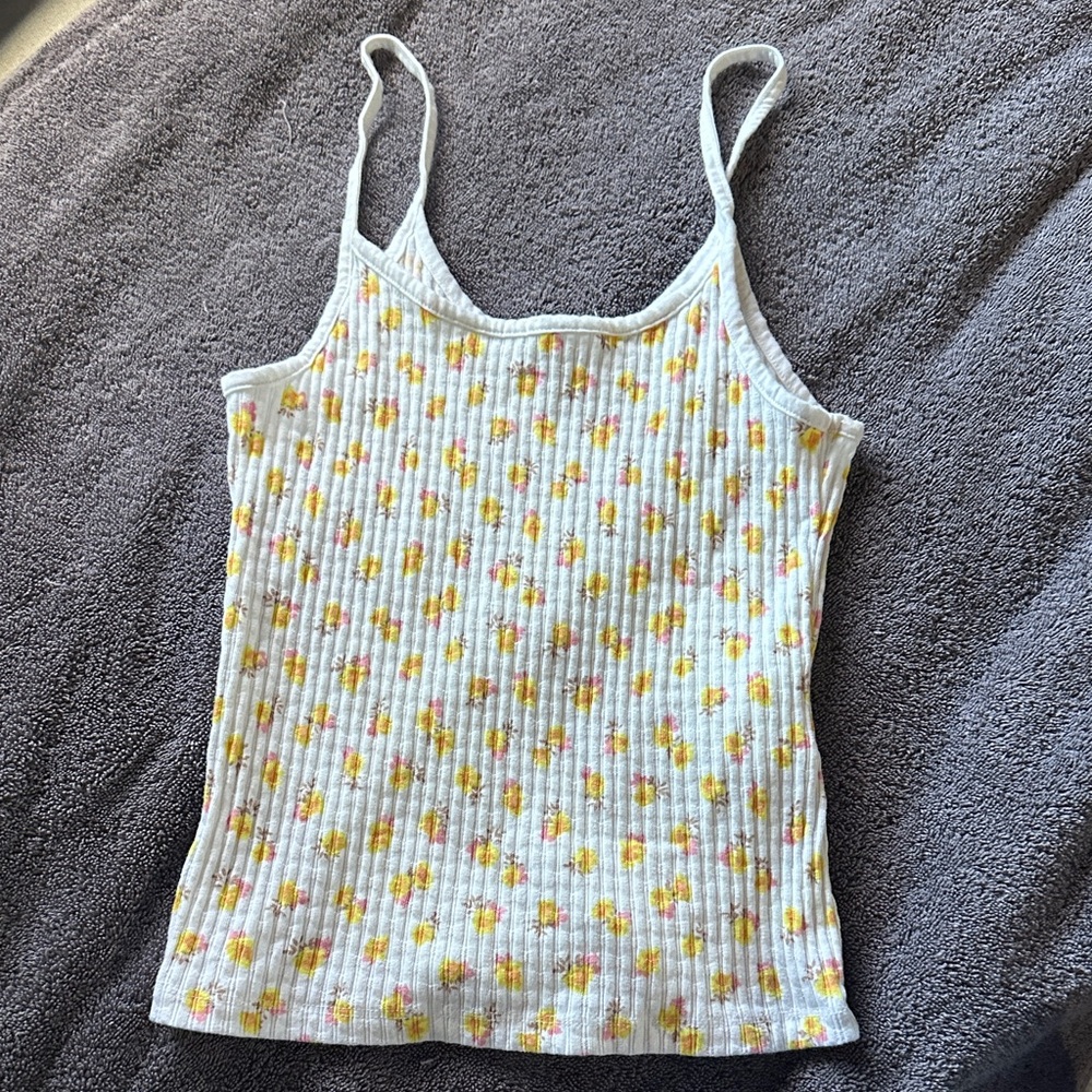 Billabong White Cami with Yellow and Pink Floral Pattern